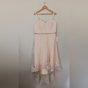 Lace A-Line Hi Low Bridal Dress with Beaded Waist